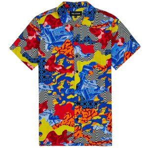 WAVY ALLOVER PRINT SHORT SLEEVE SHIRT